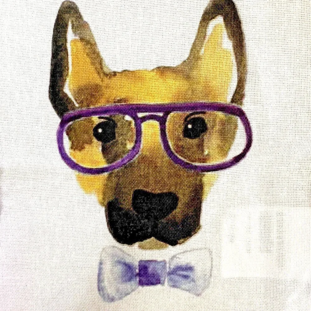 Sara LaTable Dog Dish Towel 18x28 Cotton Cute Funny Dogs Glasses Kitchen Decor‎
